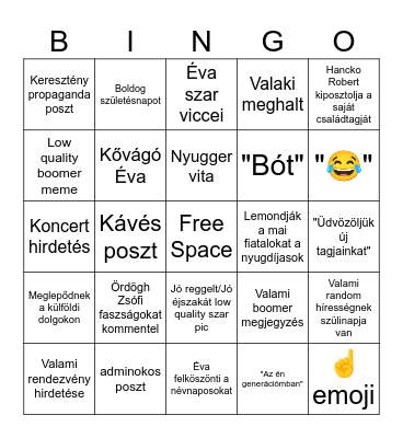 Érseskújvár én így szeretlek bingo Card