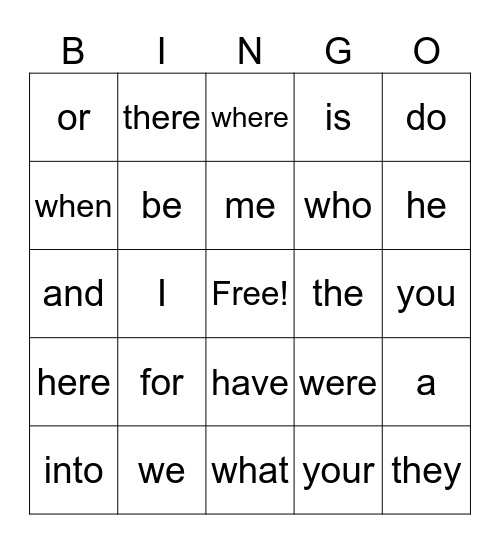 Bingo Units 1-6 Bingo Card