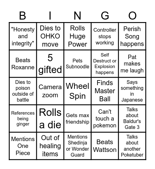 Patterrz Ironmon Stream Bingo #2 Bingo Card