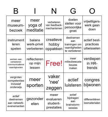 voornemens 2024 Bingo Card