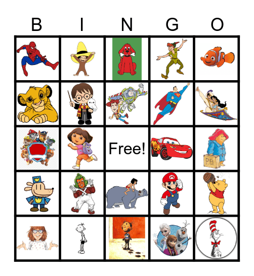 Book Characters Bingo Card