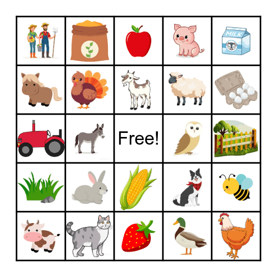 Barnyard Bingo! Bingo Card