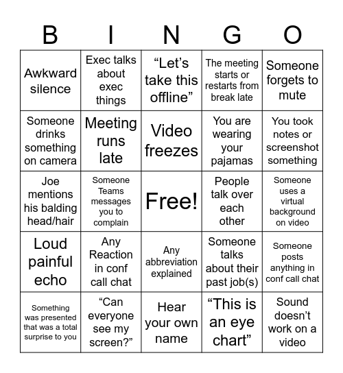 Fight Forward PM session Bingo Card