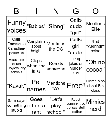 BELL BINGO Card