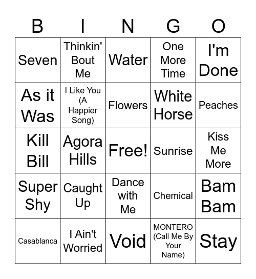 MUSIC BINGO | 2023 Hits Bingo Card