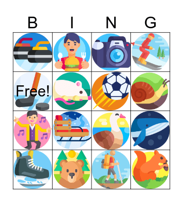 Sports et animaux d'hiver Bingo Card