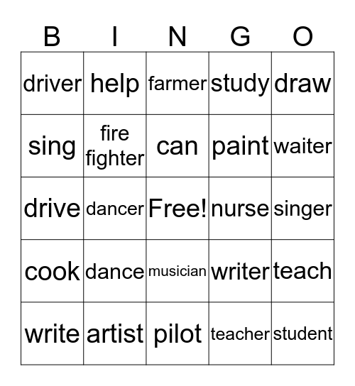 A singer can sing Bingo Card