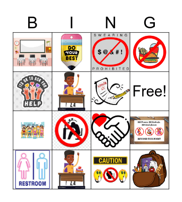 Class Procedures and Routines Bingo Card