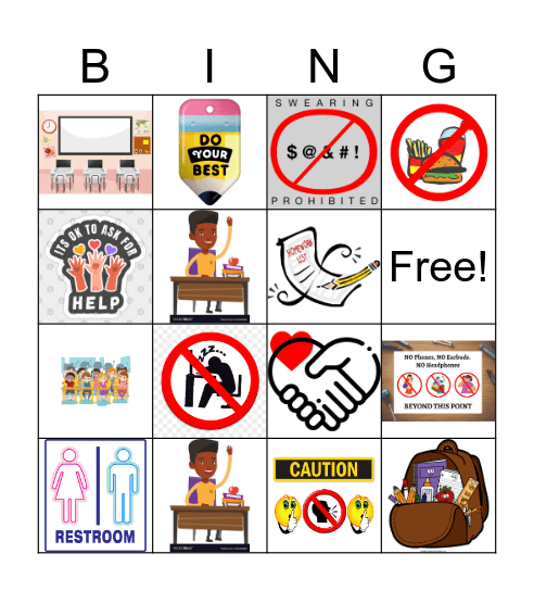 Class Procedures and Routines Bingo Card