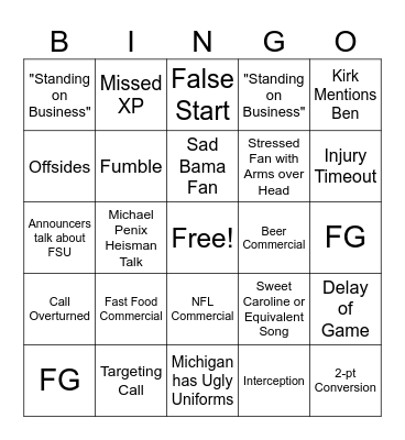 2024 CFP Bingo Card