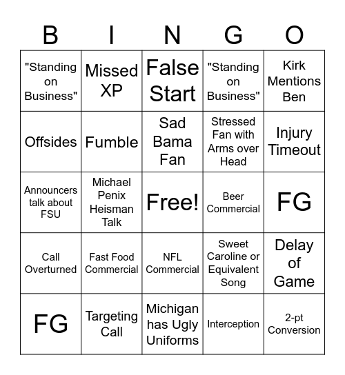 2024 CFP Bingo Card