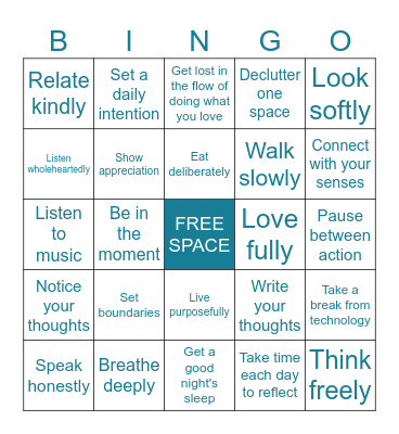 MINDFULNESS BINGO Card