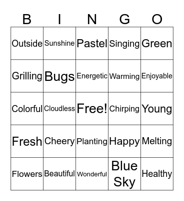WELCOME SPRING! Bingo Card