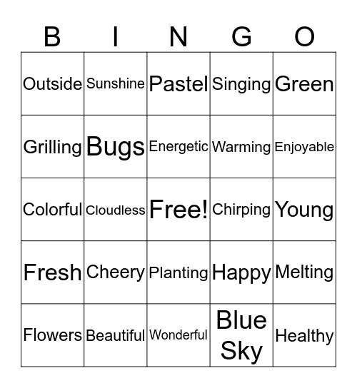 WELCOME SPRING! Bingo Card