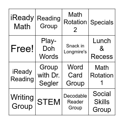 Ariel's Tuesday & Thursday Bingo Card Bingo Card