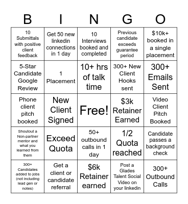 Recruiter Bingo Card