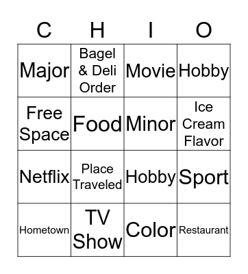 Mini Sisterhood Game Bingo Card