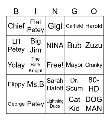 Ms. B & Dog Man Bingo Card