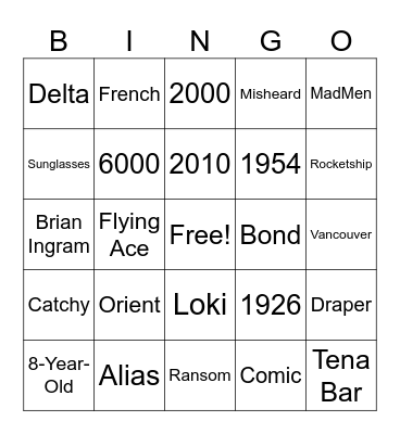 Cooper Bingo Card