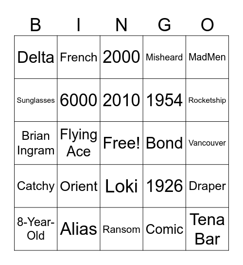 Cooper Bingo Card