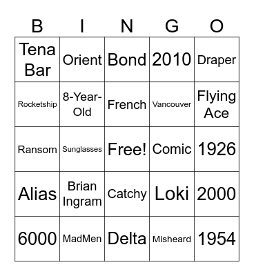 Cooper Bingo Card
