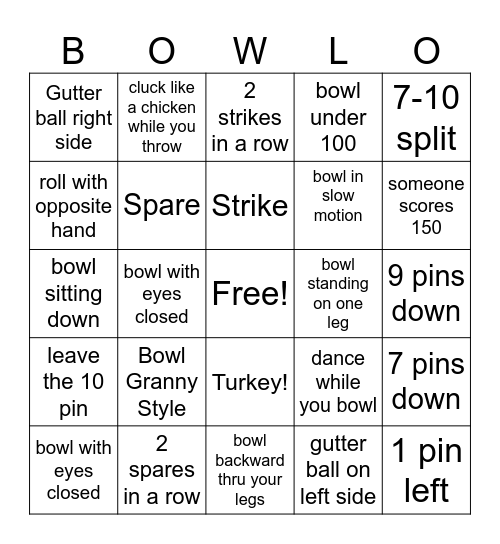 Bowling 2024 Bingo Card