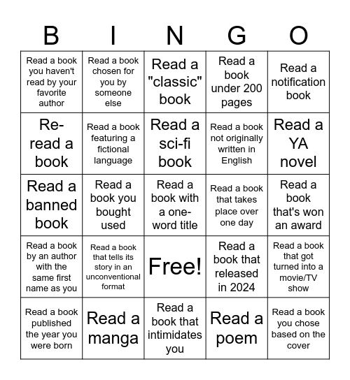 2024 Book Bingo Card