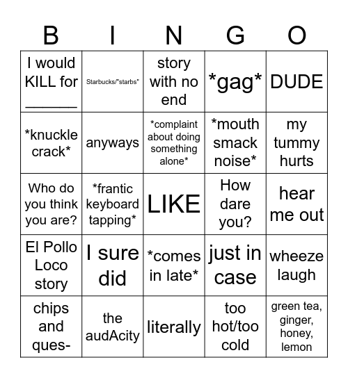 MELODY Bingo Card