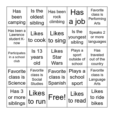 Find someone who... Bingo Card