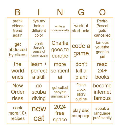 amazingly fantastic 2024 bingo card Bingo Card