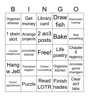 July 2026 Bingo Card
