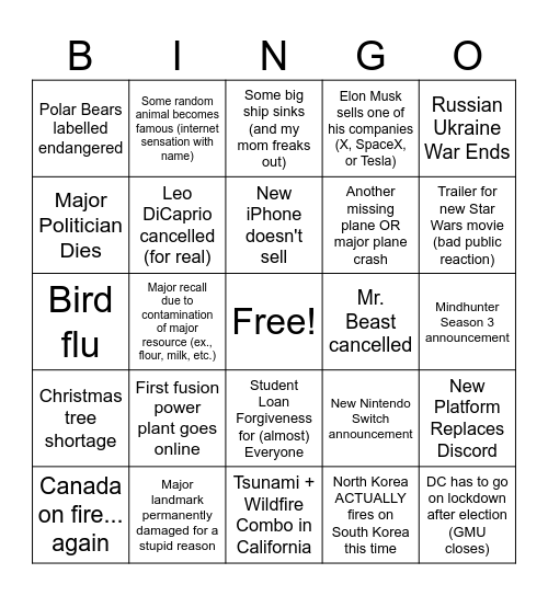 Sarah's 2024 Bingo Card Bingo Card