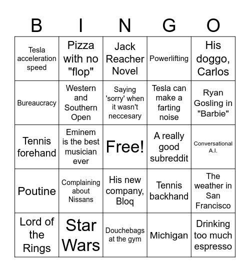 Claytons Big Boy Burfday Bingo Card