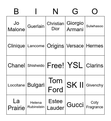Beauty January BINGO Card