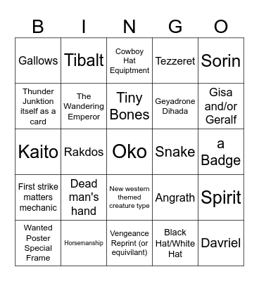 Thunder Junction Bingo Card