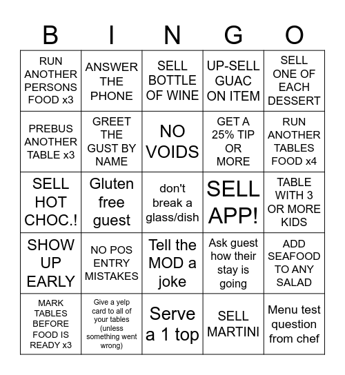 SERVER BINGO Card