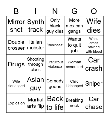 Movie Bingo Card