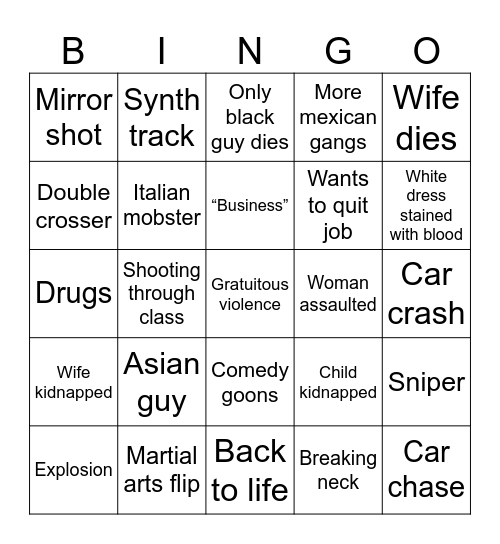 Movie Bingo Card