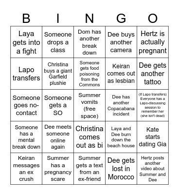 2024 Shenanigans Bingo Card