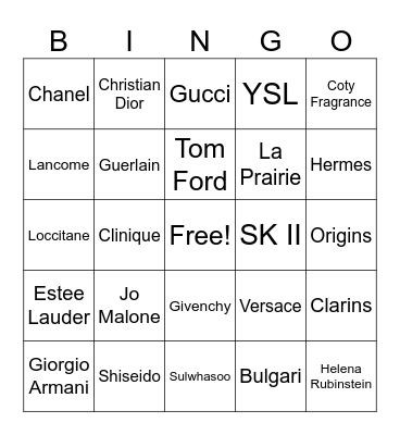 Beauty January BINGO Card