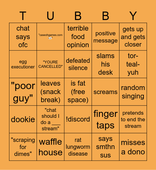 Caseoh Bingo Card