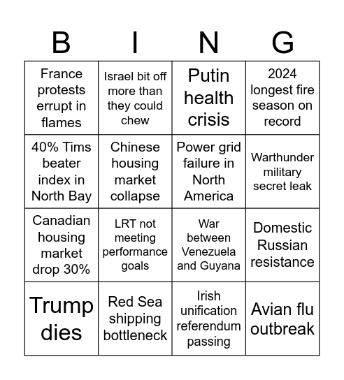 Brodie's 2024 Bingo Card