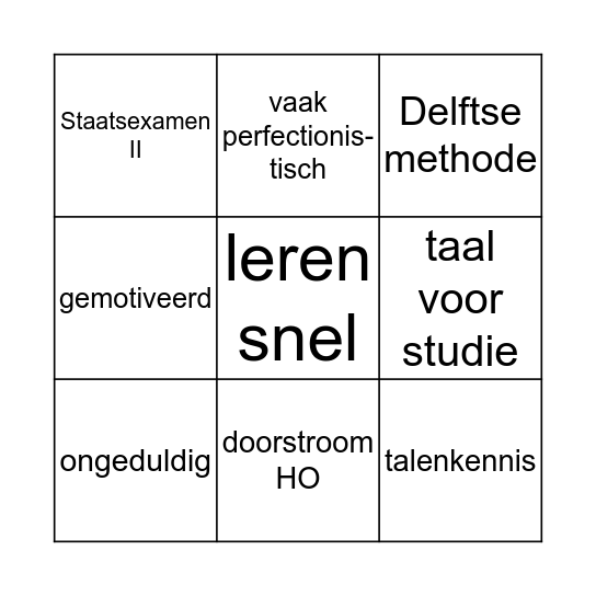 hoogopgeleide NT2'er Bingo Card