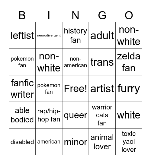 arin nation bingo Card