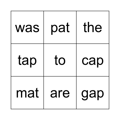 Word List 1 Bingo Card