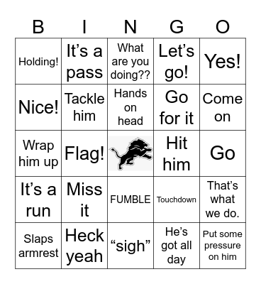 Nick Football Bingo Card