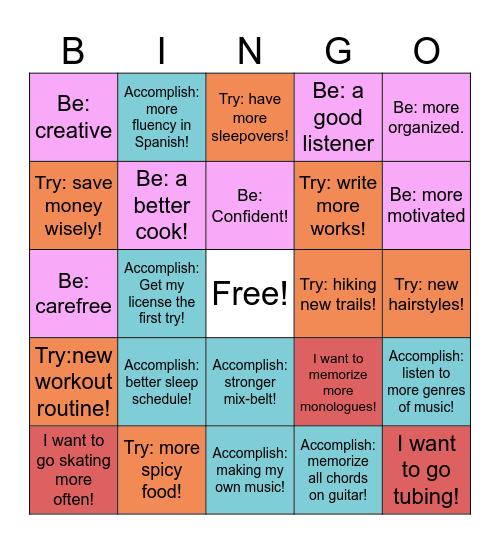 New Year's Bingo! Bingo Card