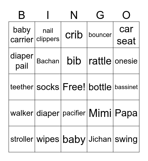 BABY BINGO Card