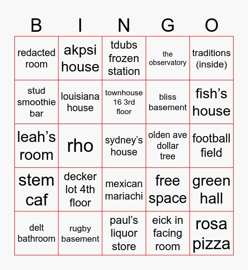 sophomore springo board Bingo Card