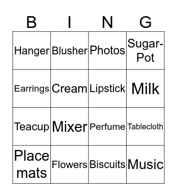 Vintage Ladies Tea Bingo Card